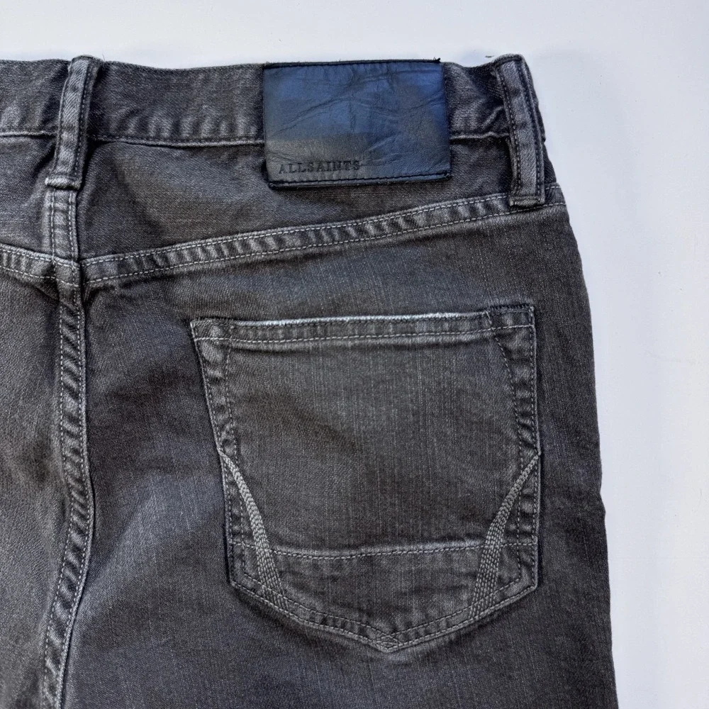 ALL SAINTS Jeans Denim Travolta Cigarette Button Fly Slim Skinny Mens 30x31 Gray